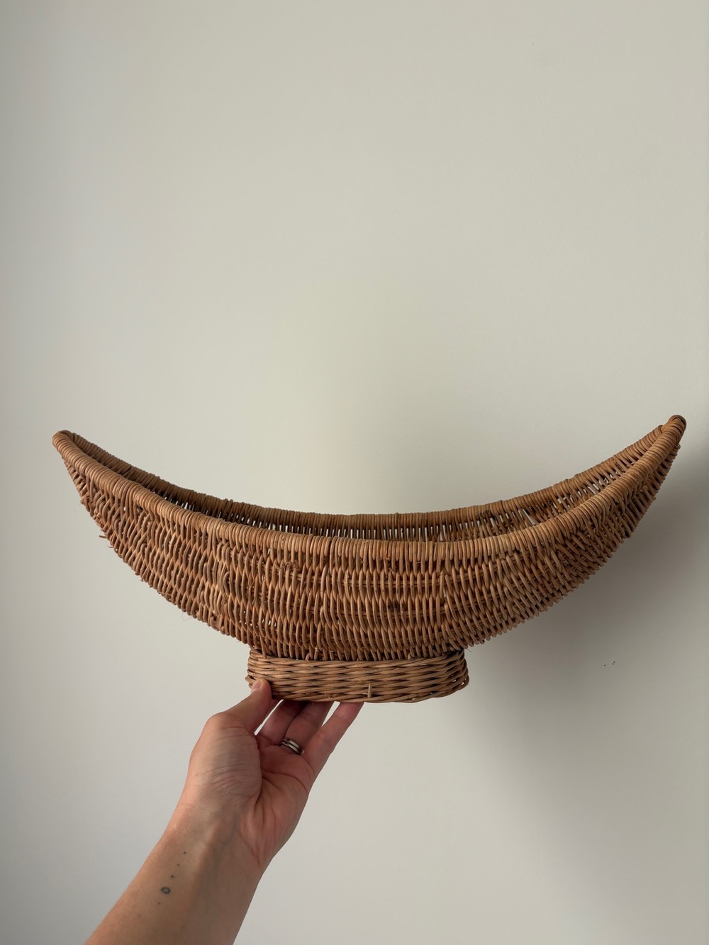 Vintage Wicker Crescent Moon Boat Basket